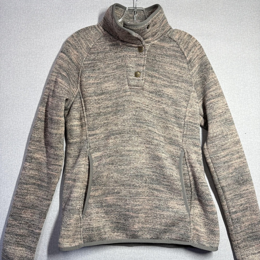 Sherpa Adventure Gear Sweater Womens Small Gray‎ Mock Neck Henley Zip Pockets